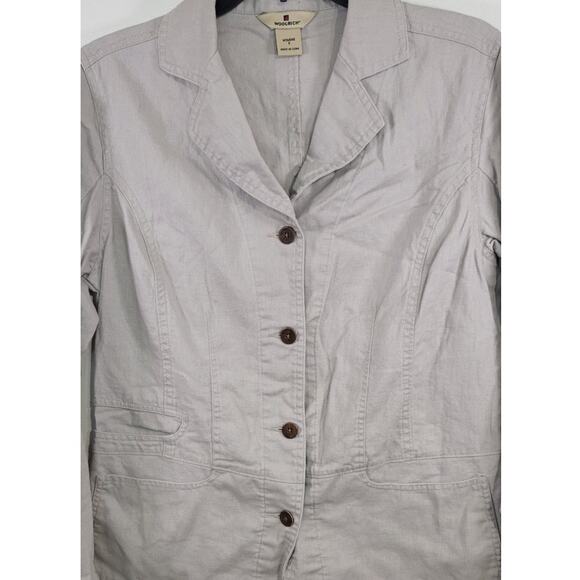 Woolrich Blazer Womens Small Linen Cotton Blend Classic Corporate Minimal Blazer - Picture 2 of 9